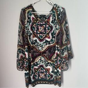 Style & Co. Colorful Long Sheer Sleeve Crew Neck Tunic